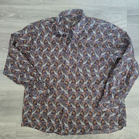 Alan Flusser Paisley Shirt‎ Men's Size XL Multicolored Pocket Button Long Sleeve - Picture 1 of 7